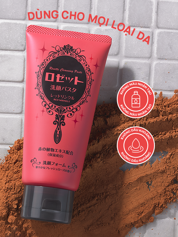 Sữa Rửa Mặt Đất Sét Đỏ Giảm Nếp Nhăn 120G Rosette Face Wash Pasta Red Clay Wrinkle